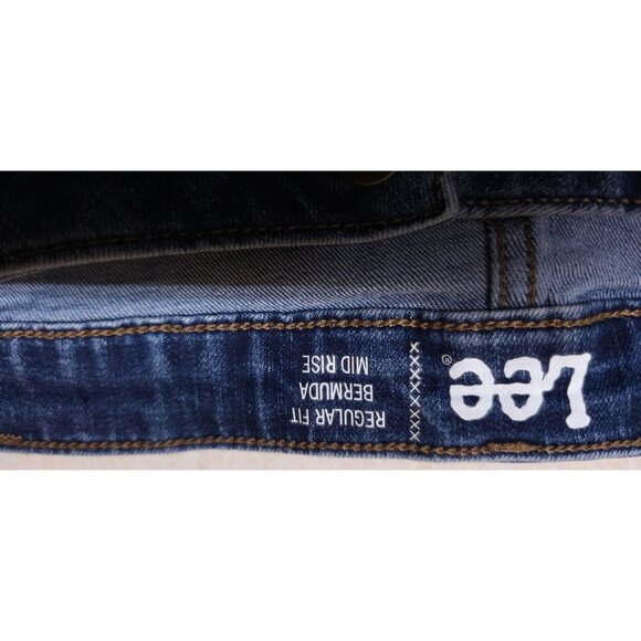 Lee Regular Fit Mens W42xL10 Mid Rise Bermuda Stretch Denim Shorts 10" Inseam - Picture 11 of 13